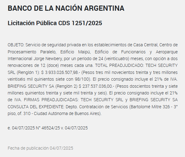 Una empresa de los hermanos de Martín Menem preadjudicó un contrato millonario del Banco Nación.