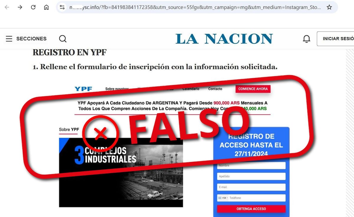 Uno de los sitios apócrifos. Se trata de un caso de phishing.