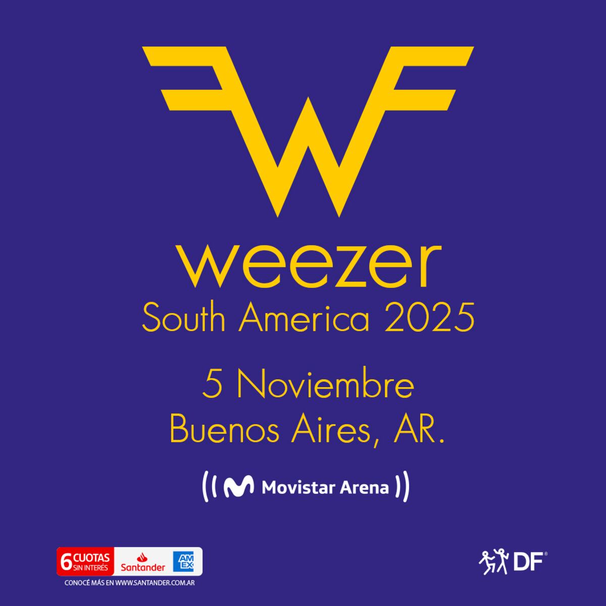 El anuncio de Weezer en Argentina. (Captura)