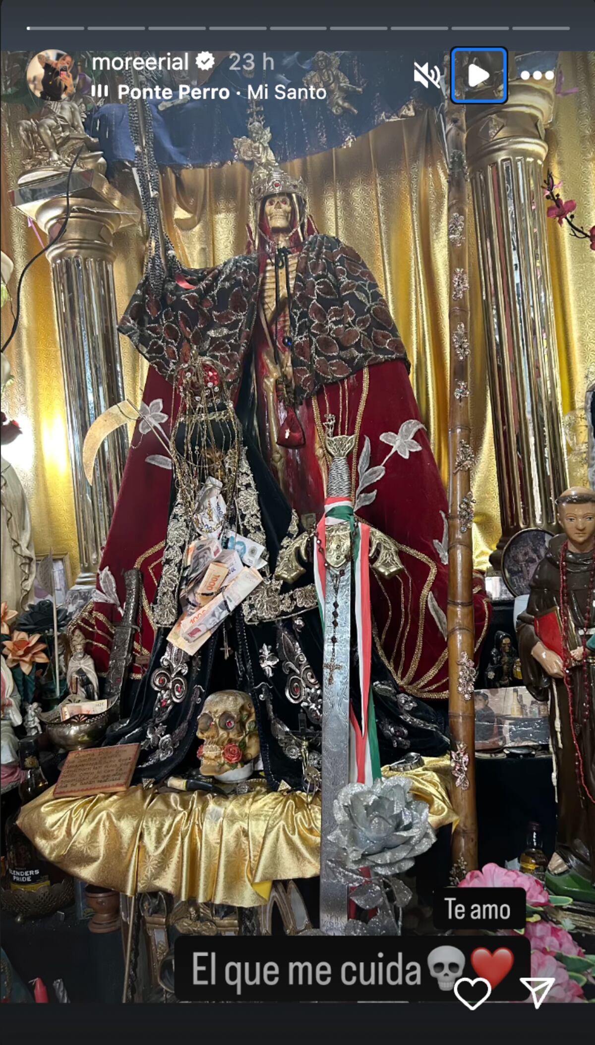 Morena Rial compartió una foto del altar de San La Muerte que visitó el domingo. (Foto: captura de pantalla)