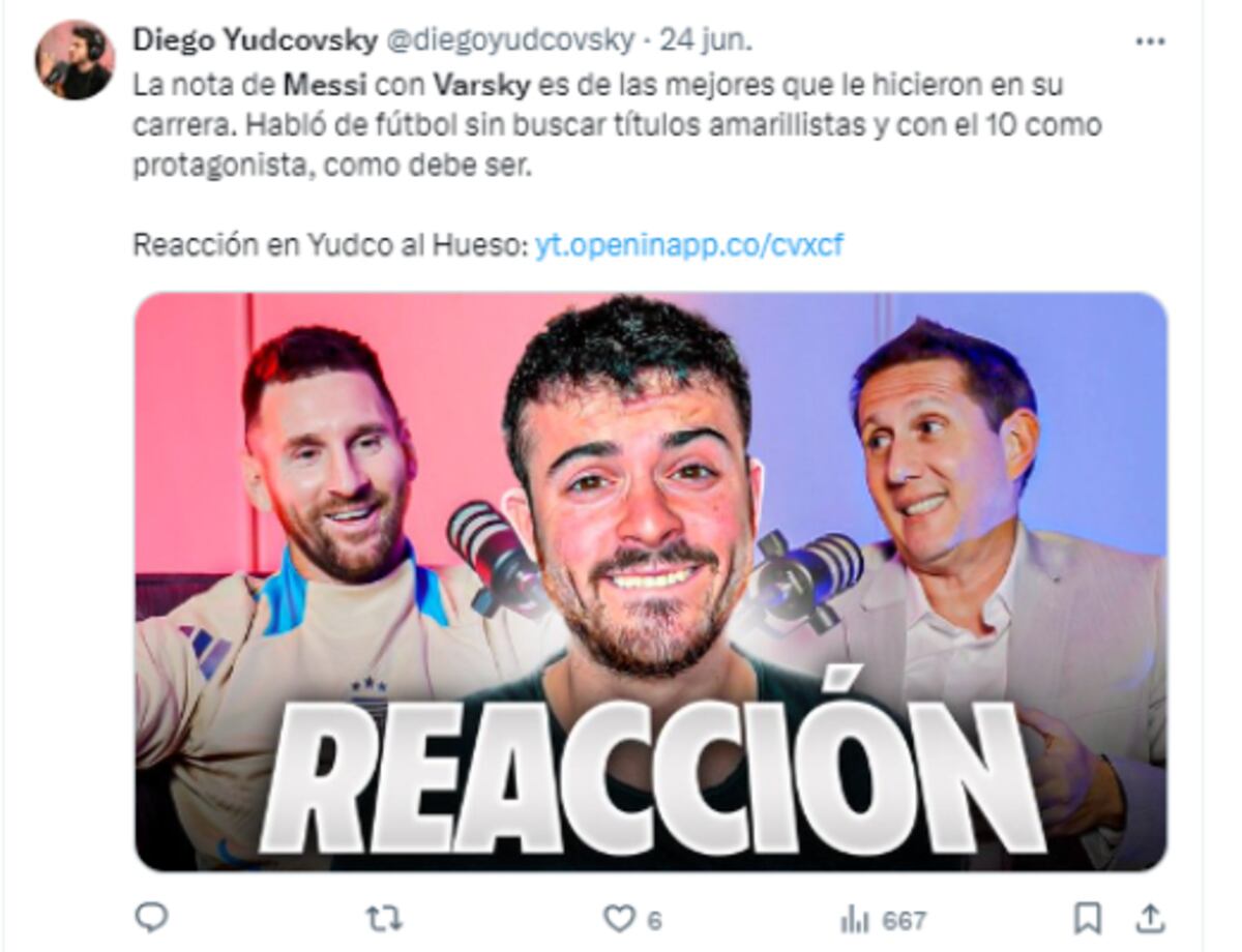 La entrevista de Juan Pablo Varsky a Lionel Messi dejó un tendal de comentarios positivos. (Captura)