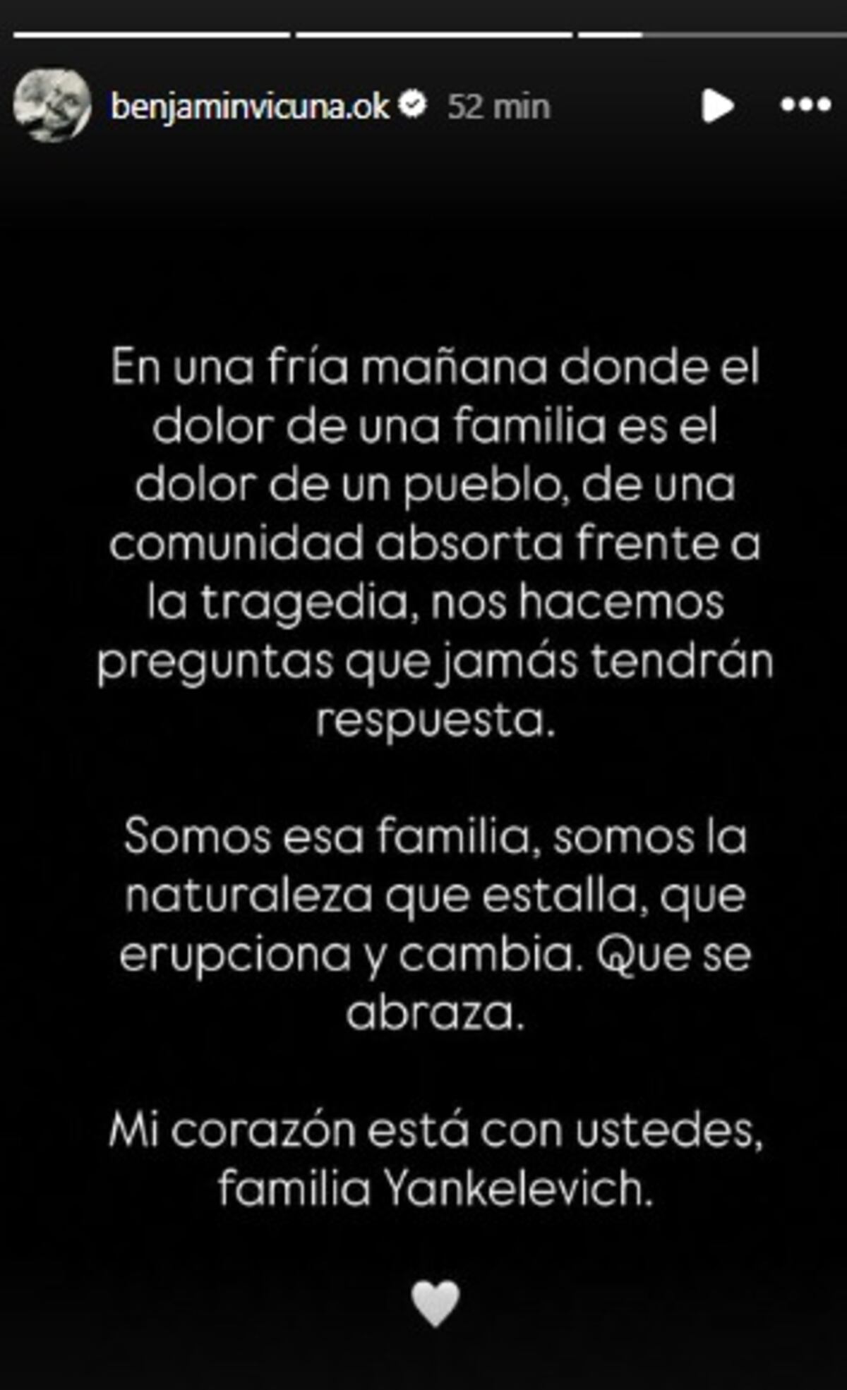 Benjamín Vicuña tras el fallecimiento de Mila.