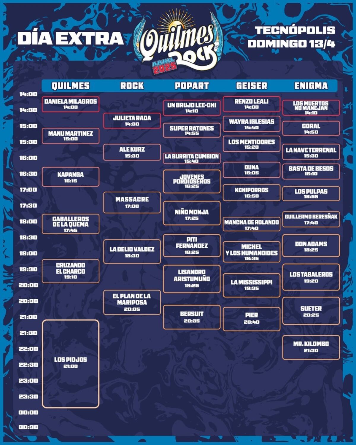 Los horarios del día 4 del Quilmes Rock 2025.