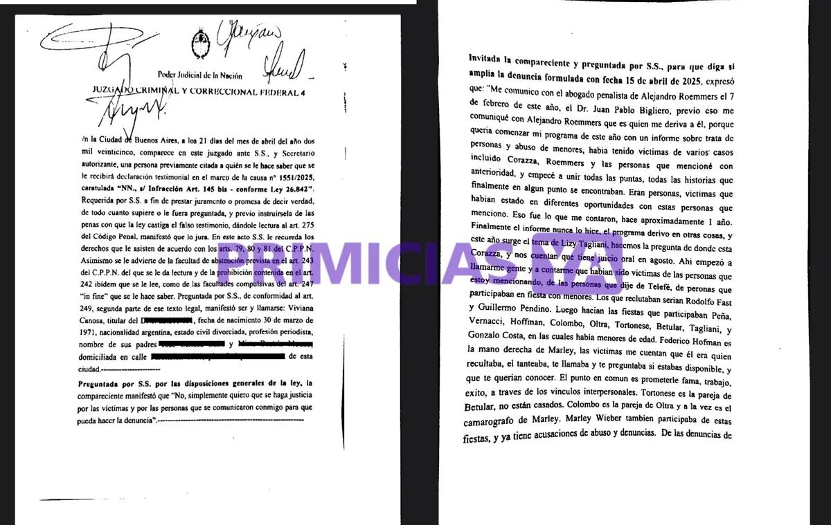 La denuncia de Canosa. (PrimiciasYa)