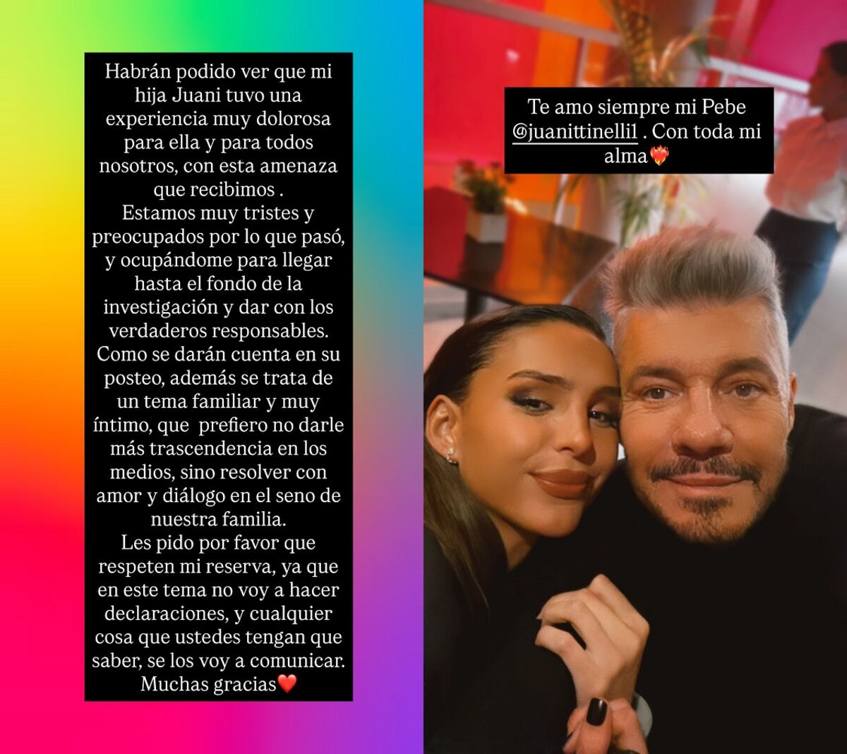 Las historias de Instagram publicadas por Marcelo Tinelli. (Instagram @marcelotinelli).