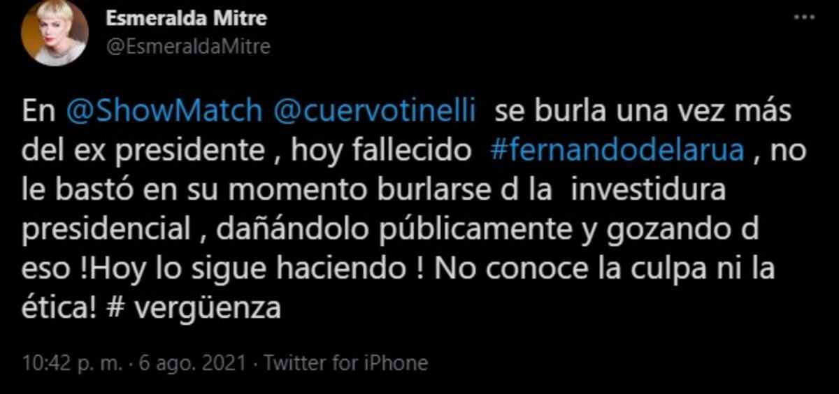 Esmeralda Mitre contra Marcelo Tinelli