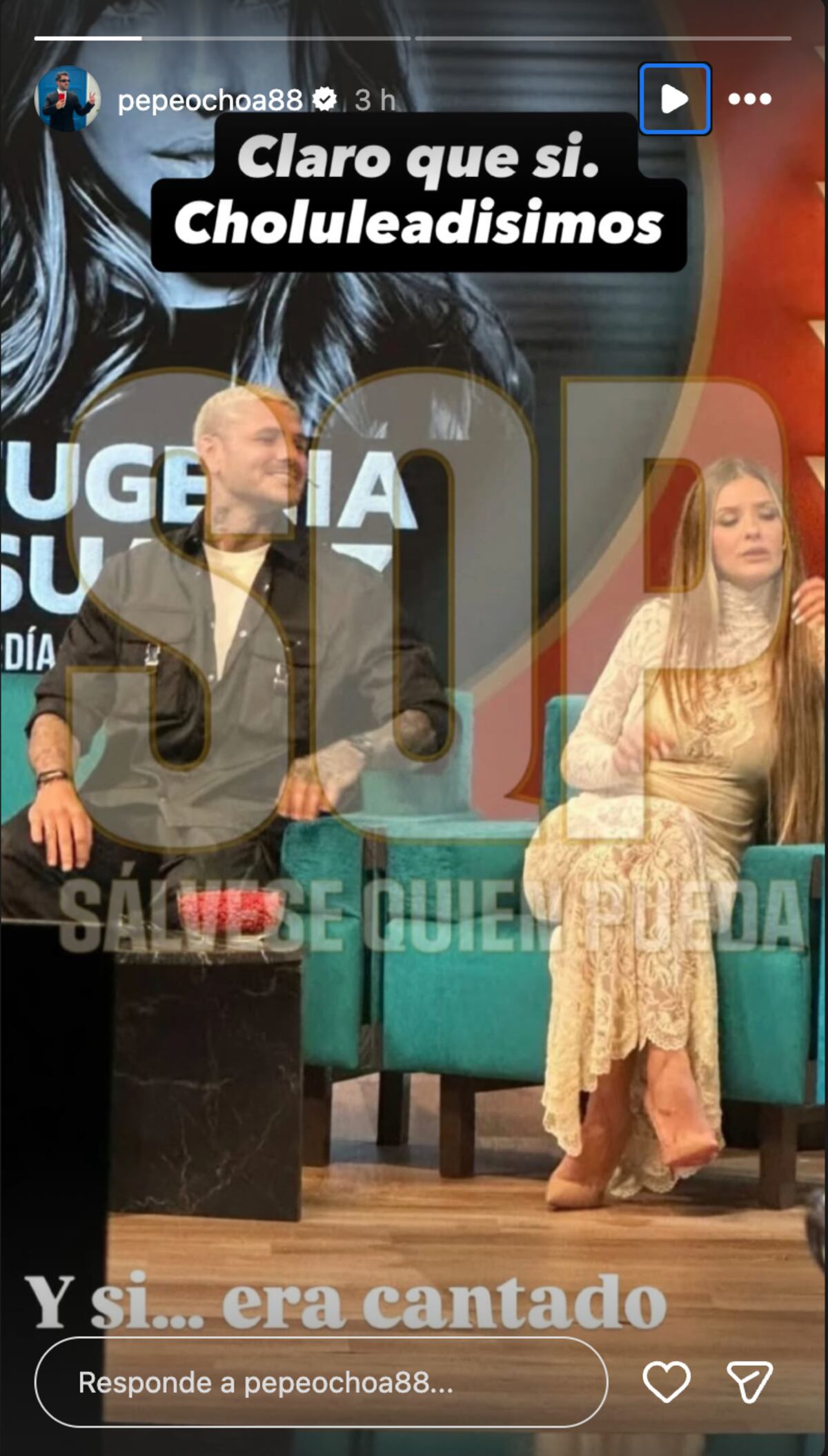 La publicación de Pepe Ochoa en Instagram mostrando la foto de la China Suárez con Mauro Icardi en el programa de Mario Pergolini. (Foto: Captura de pantalla)