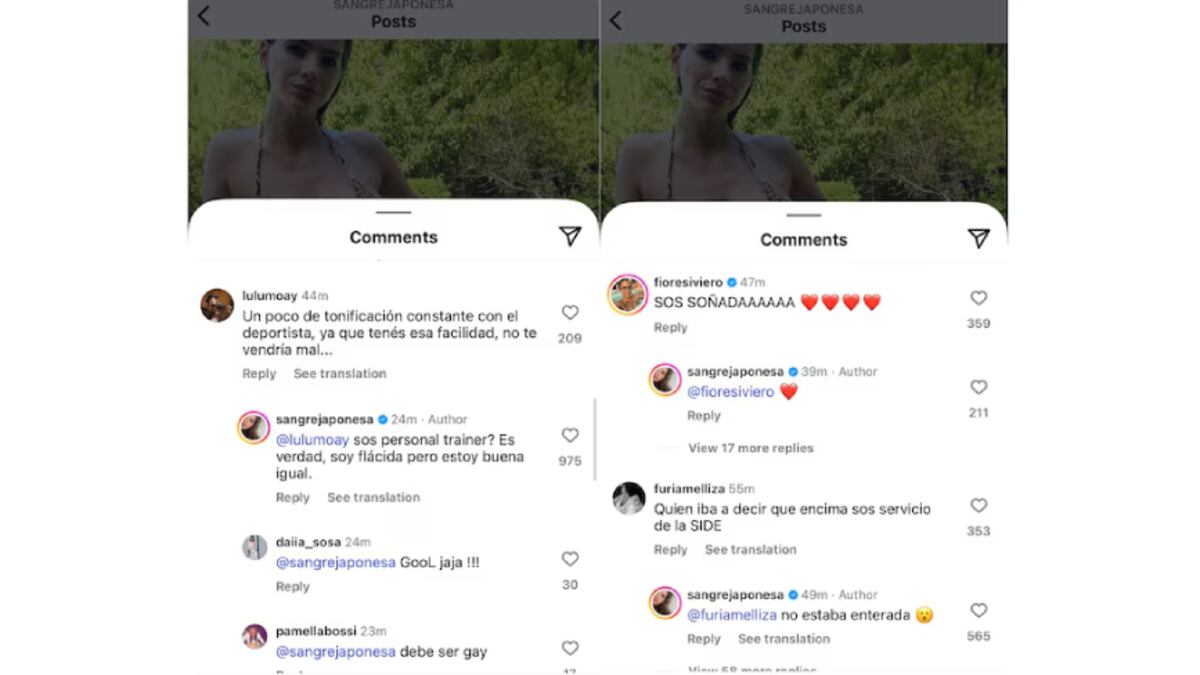 Los comentarios que respondió la China Suárez. (Captura)
