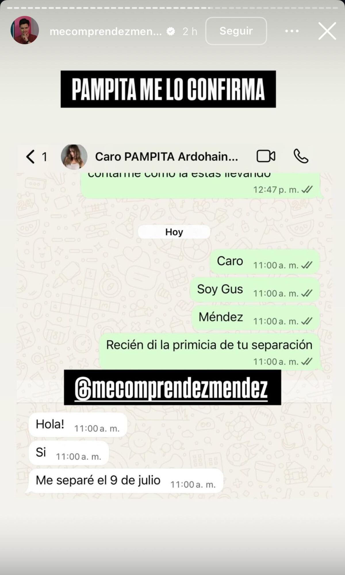 Pampita confirmó su separación de Martín Pepa (Captura de pantalla)