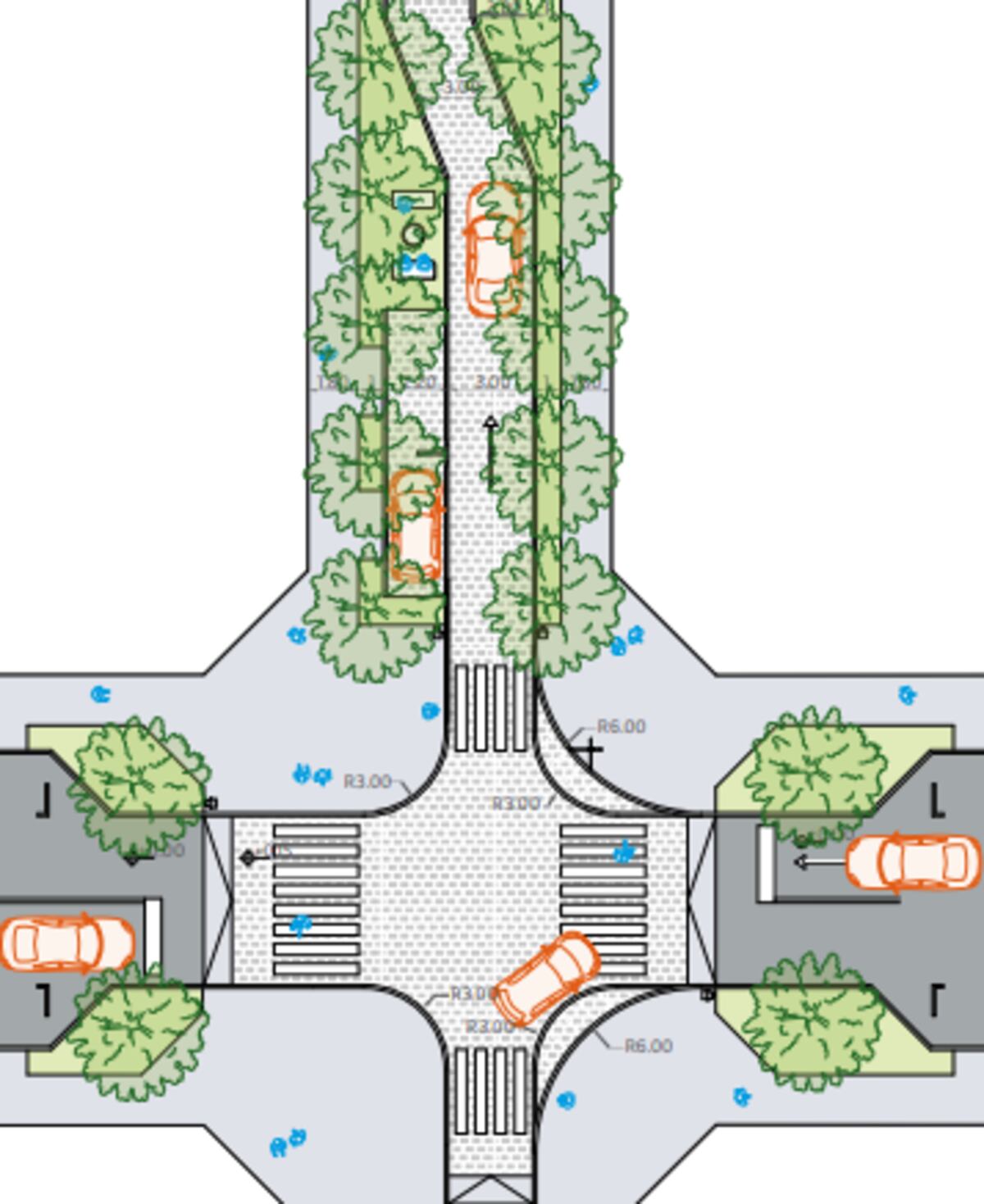 Calle de Convivencia. Espacio compartido al mismo nivel que prioriza peatones y ciclistas, promoviendo el encuentro vecinal.