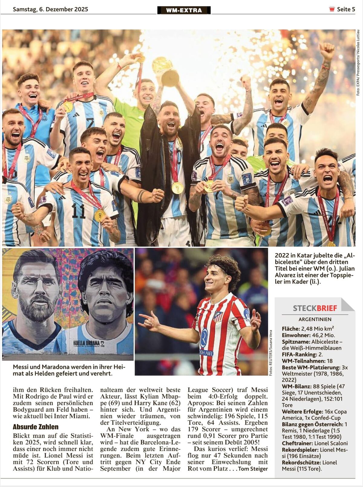 Periodícos austríacos mencionando le choque con Argentina por el Mundial 20206. (Gentileza)
