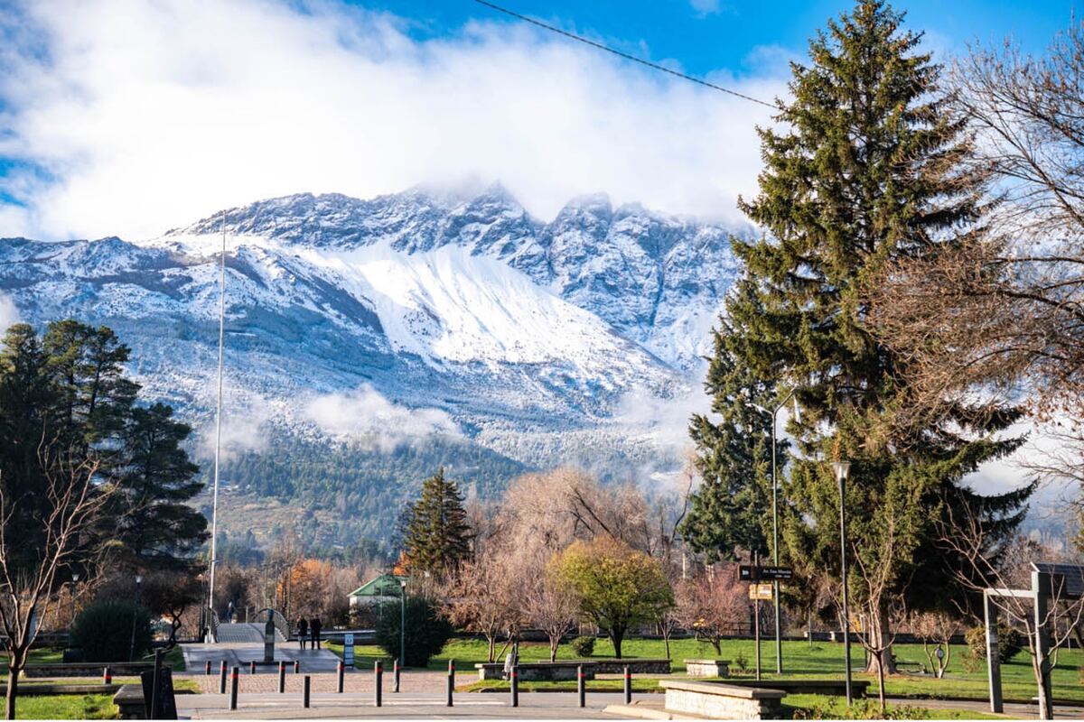 Blancos y verdes. El bosque y la montaña se muestran siempre en comunión en los paisajes patagónicos de la zona.
