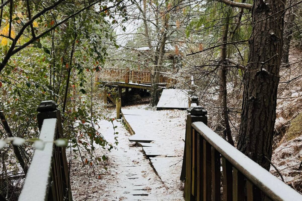 Nieve en La Cumbrecita, este domingo 29 de junio. (La Voz)