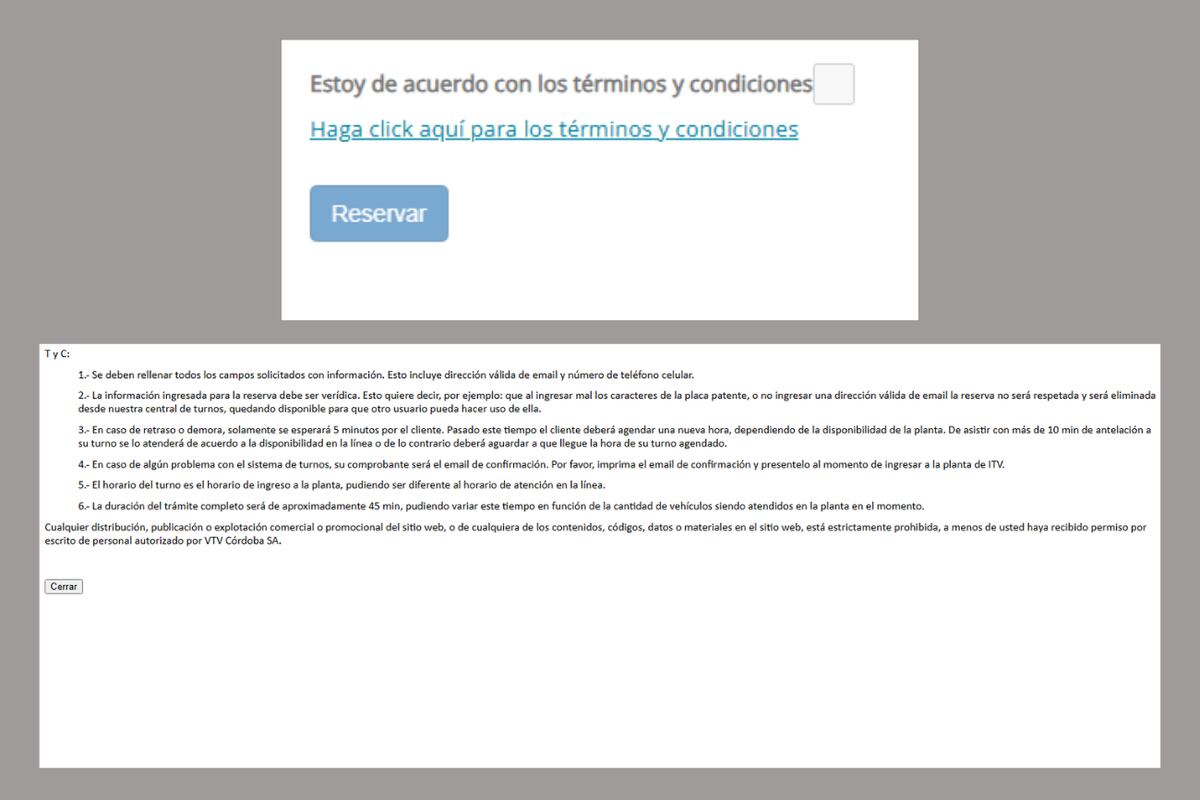 Términos y condiciones de la página oficial de la ITV. (La Voz Chequea)