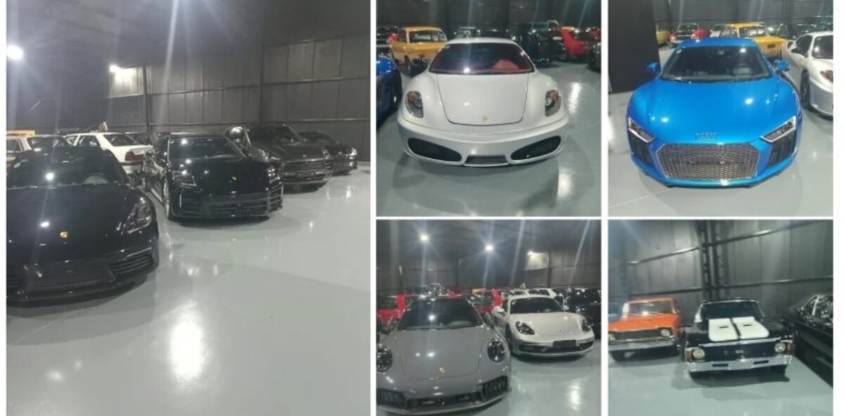 Los autos de lujos guardados en la propiedad que denunció la Coalición Cívica.