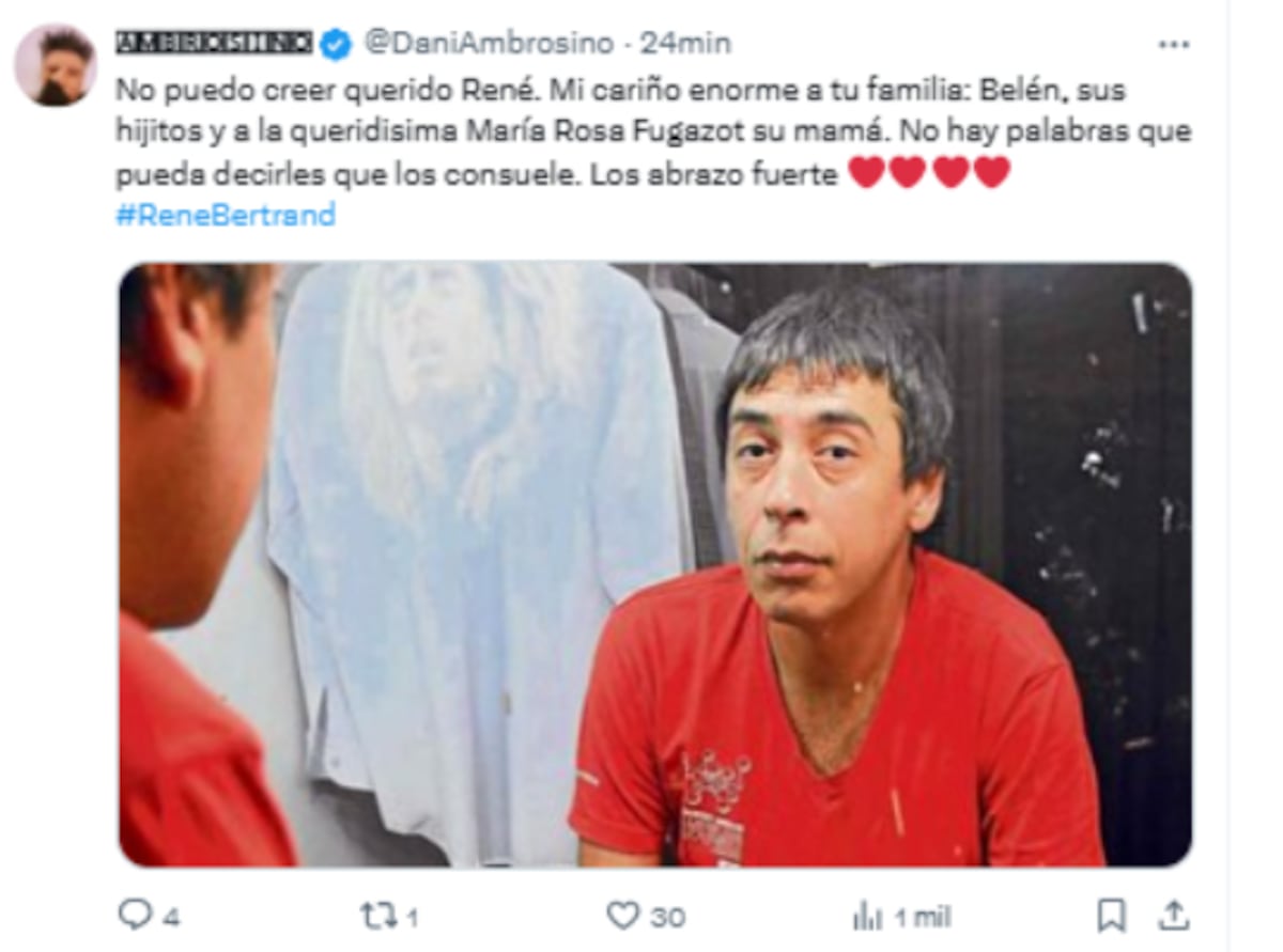 La despedida de los famosos a René Bertrand. (Captura)