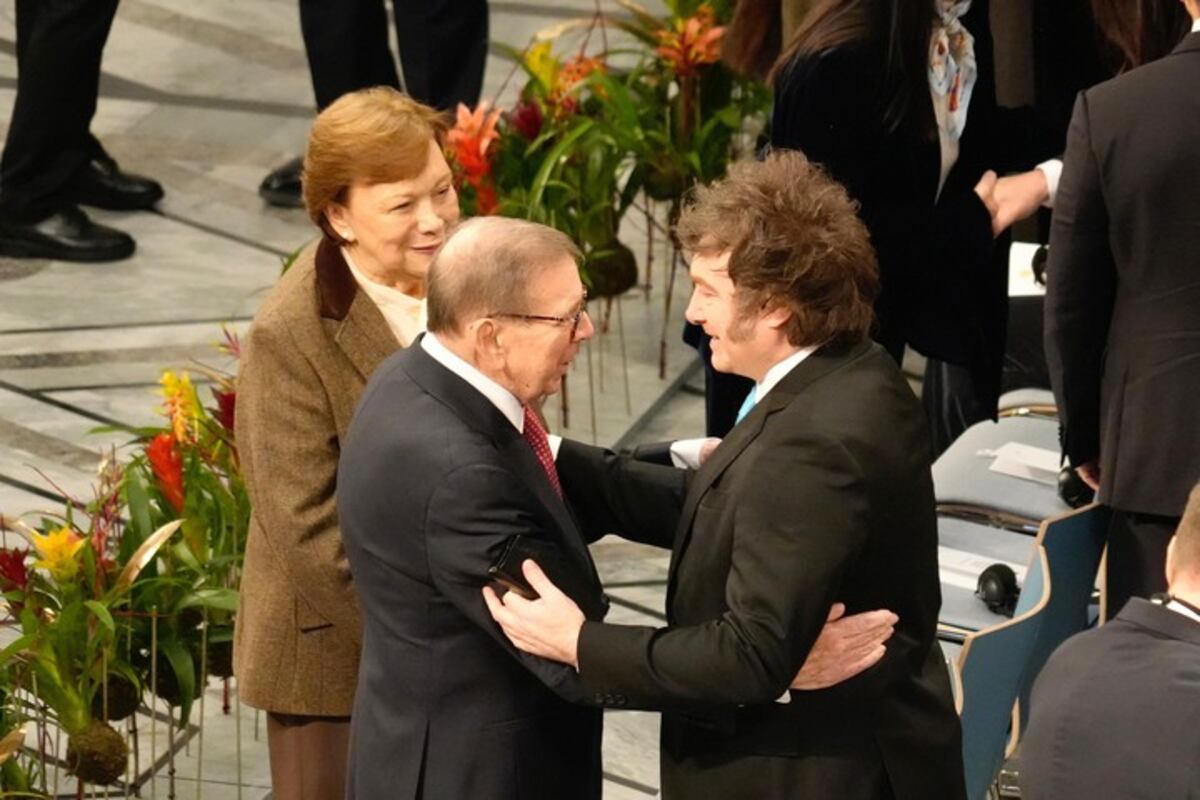 Milei junto a Edmungo González Urrutia en Noruega. (Presidencia)