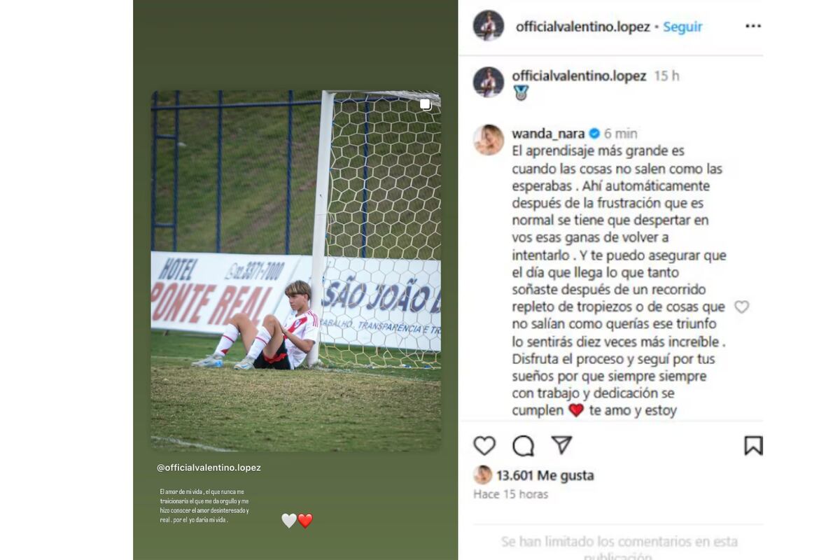 Los comentarios cargados de amor de Wanda hacia su hijo tras jugar la final en Brasil, aunque perdió contra Estudiantes. (Foto: Captura de pantalla)