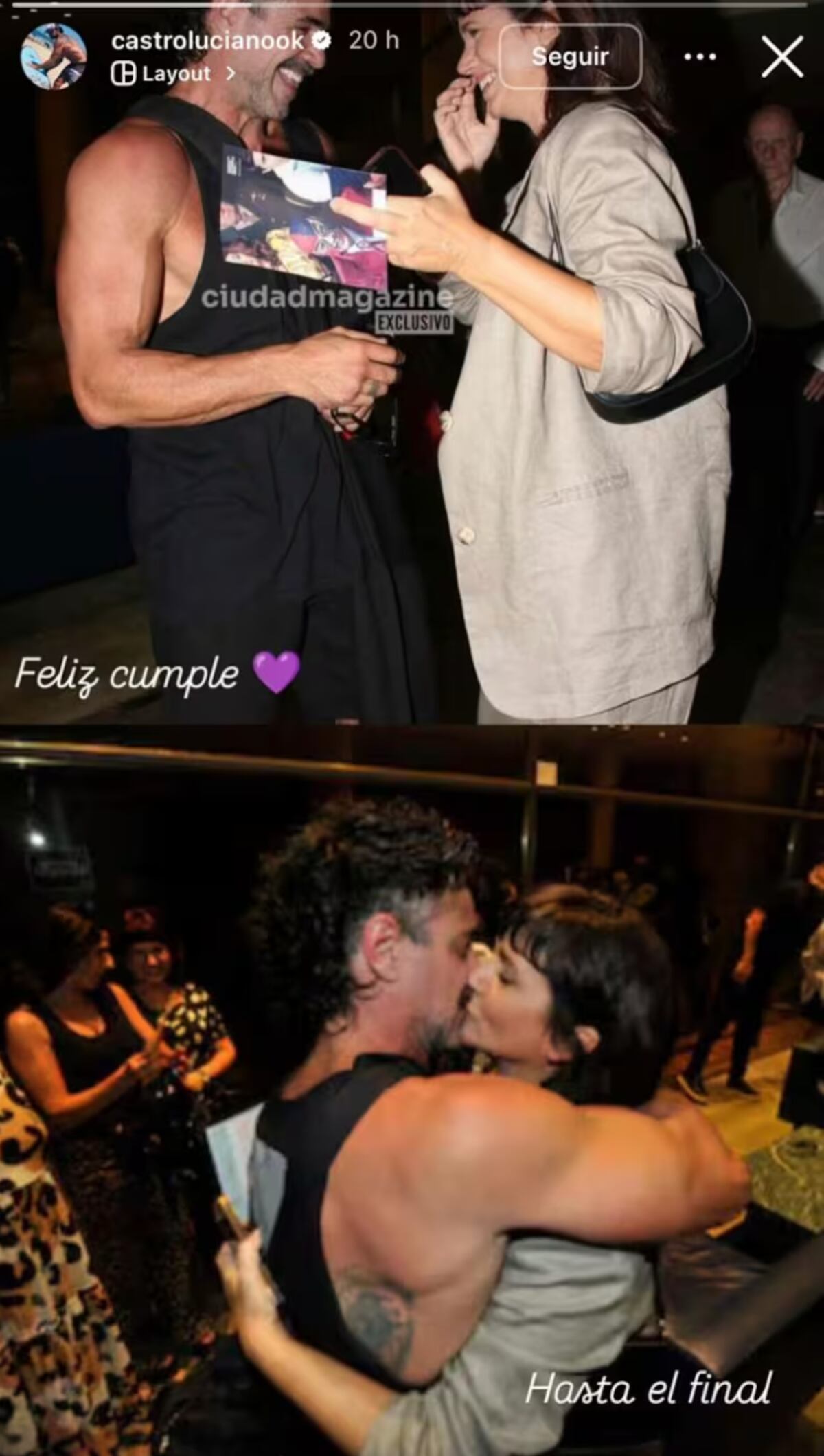 La historia que Luciano Castro subió a su cuenta de Instagram para celebrar el cumpleaños de Griselda Siciliani. (Foto: captura de pantalla)