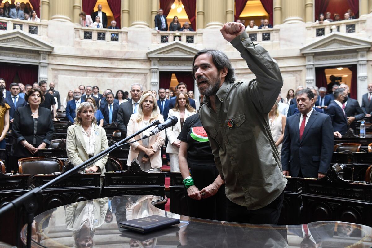 Nicolás Del Caño, del Frente de Izquierda, pronunció un extenso juramento (Foto: HCDN)