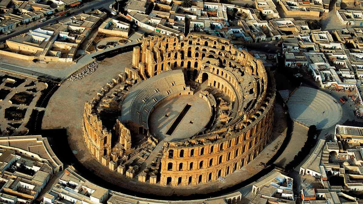 El coliseo Djem, en Túnez. Obra del Imperio Romano.