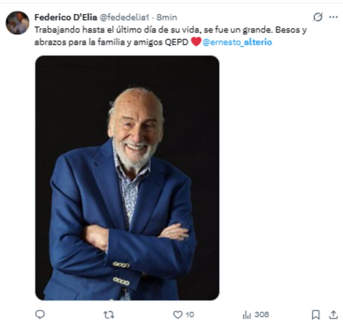 Así despidieron a Héctor Alterio. (X)