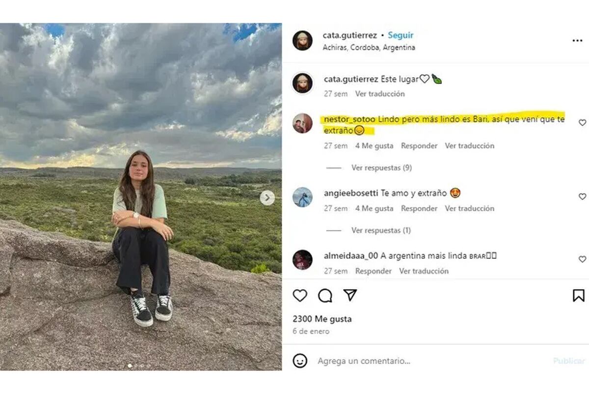 Captura de pantalla de un intercambio en redes sociales entre Néstor Soto y Catalina (Captura web)