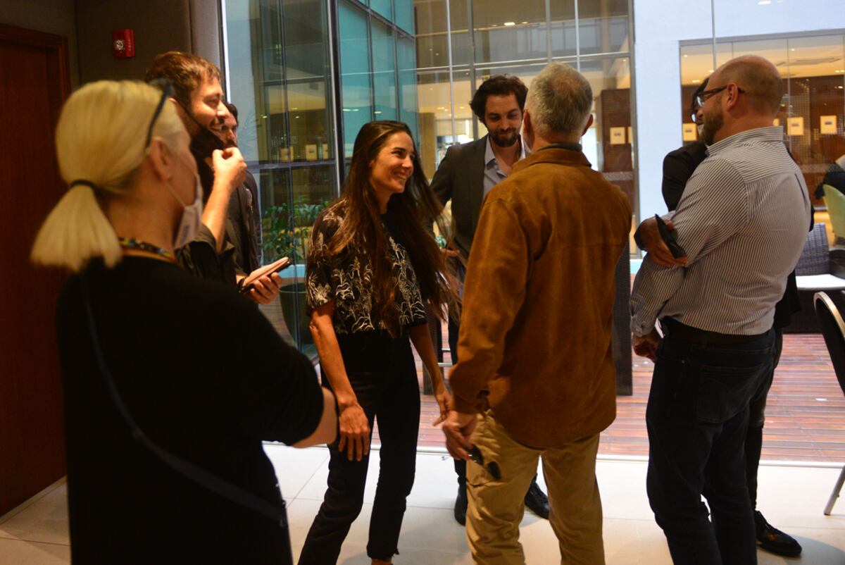 Juana Viale en la presentación de la película Recursos Humanos que va a filmar en Córdoba bajo la direccion de Jesus Magaña y con los actores Giuseppe Gamba y Pedro de Tavira. Foto Javier Ferreyra