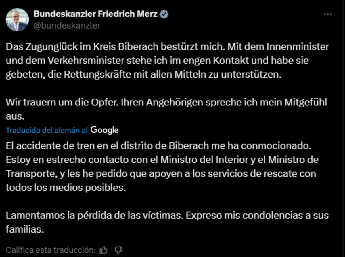 Tren de pasajeros descarriló en Alemania: al  menos 3 personas fallecieron y hay decenas heridos. (X)