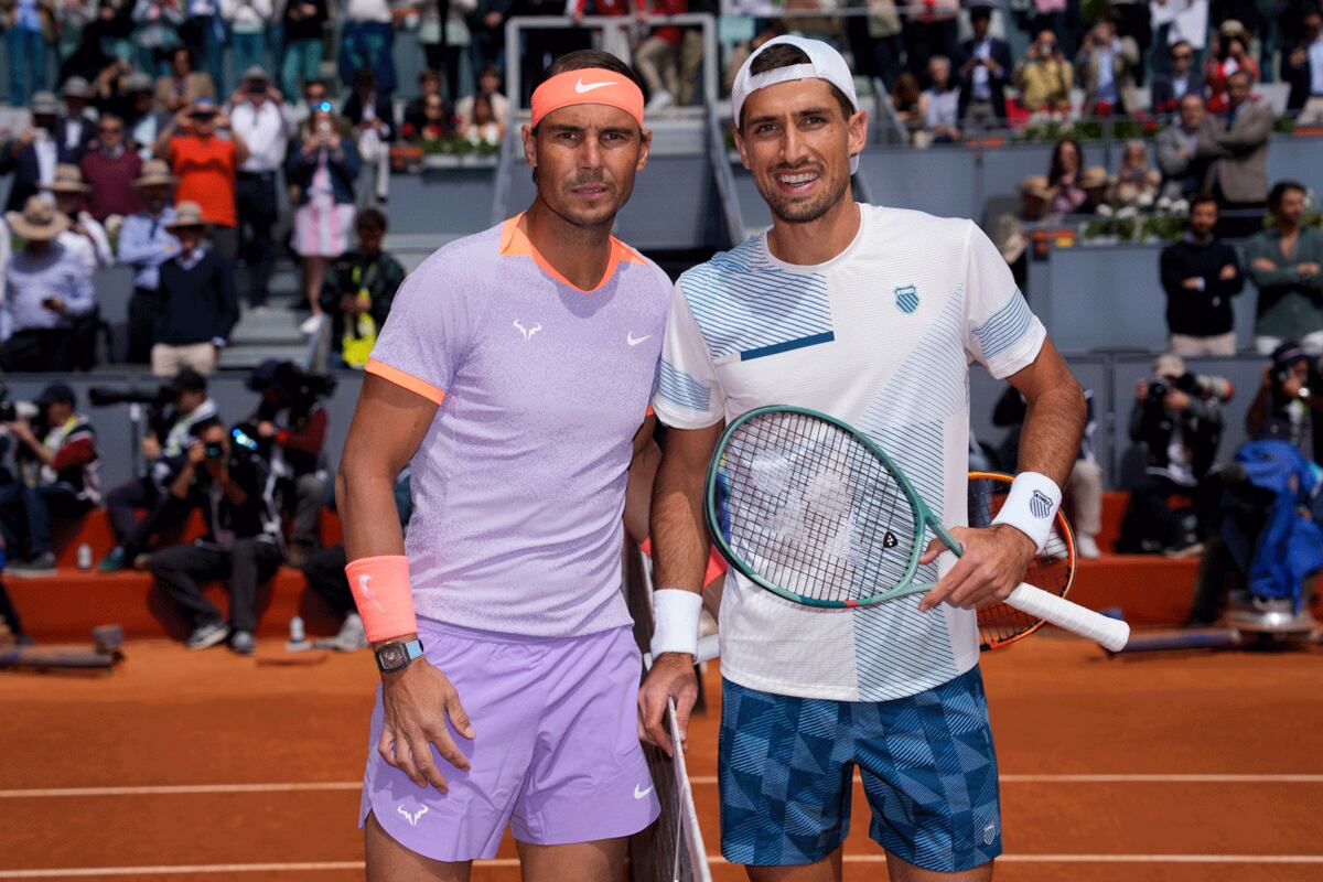 Nadal y Cachin, un enfrentamiento en la tercera ronda del Madrid Open 2024. (@MutuaMadridOpen)