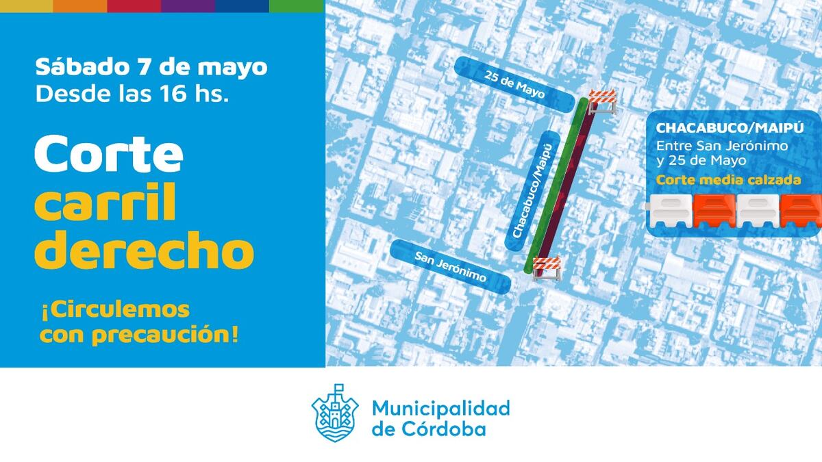 Córdoba. Obras en el Centro este sábado (Municipalidad).