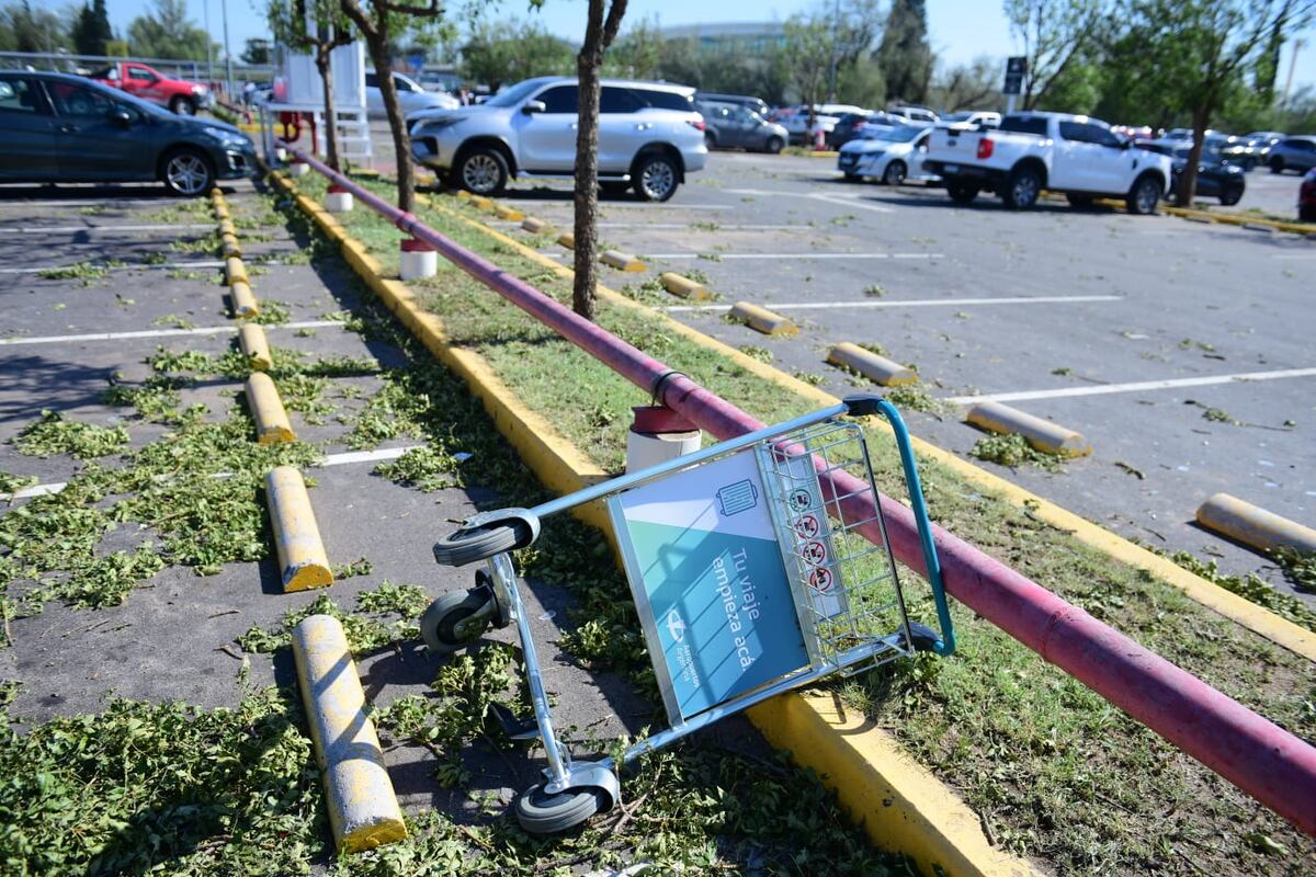 Destrozos materiales en el Destrozos materiales en el El Aeropuerto Internacional de Córdoba Ambrosio Taravella. (José Gabriel Hernández / La Voz)