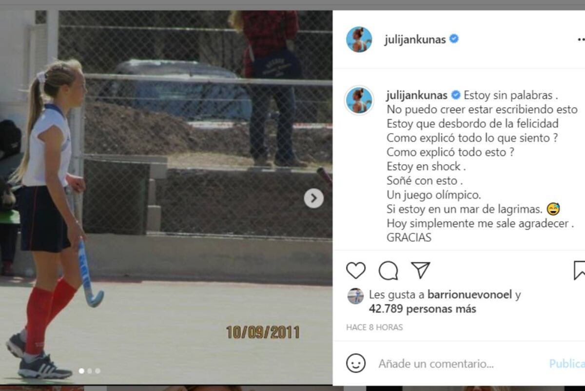 El posteo de Julieta Jankunas