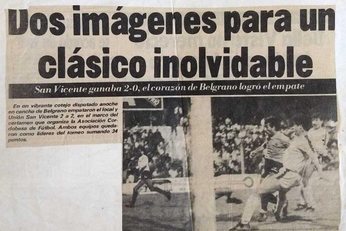 Recortes de diario del partido de futbol entre Belgrano Y USV. (Archivo)