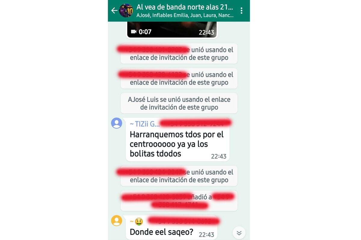 Río Cuarto. Cómo se organizaban los robos a través de un grupo de Whatsapp. (Gentileza)