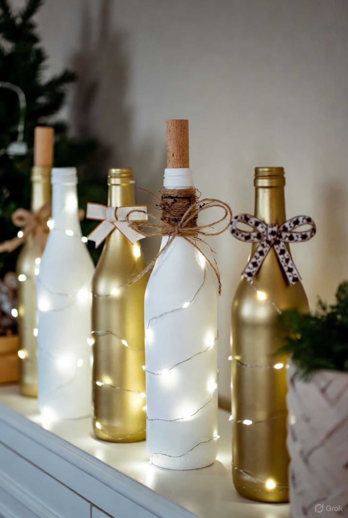 Adornos de Navidad reciclando botellas.