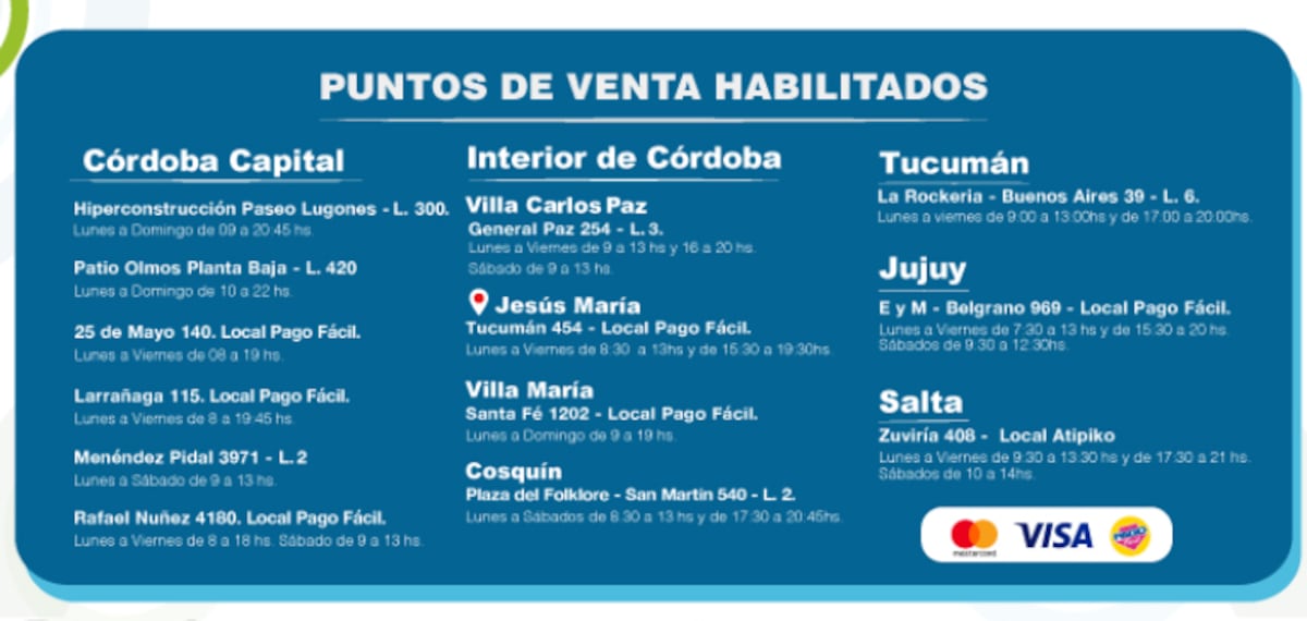 Jesús María. Puntos de venta habilitados para la compra de entradas del festival.