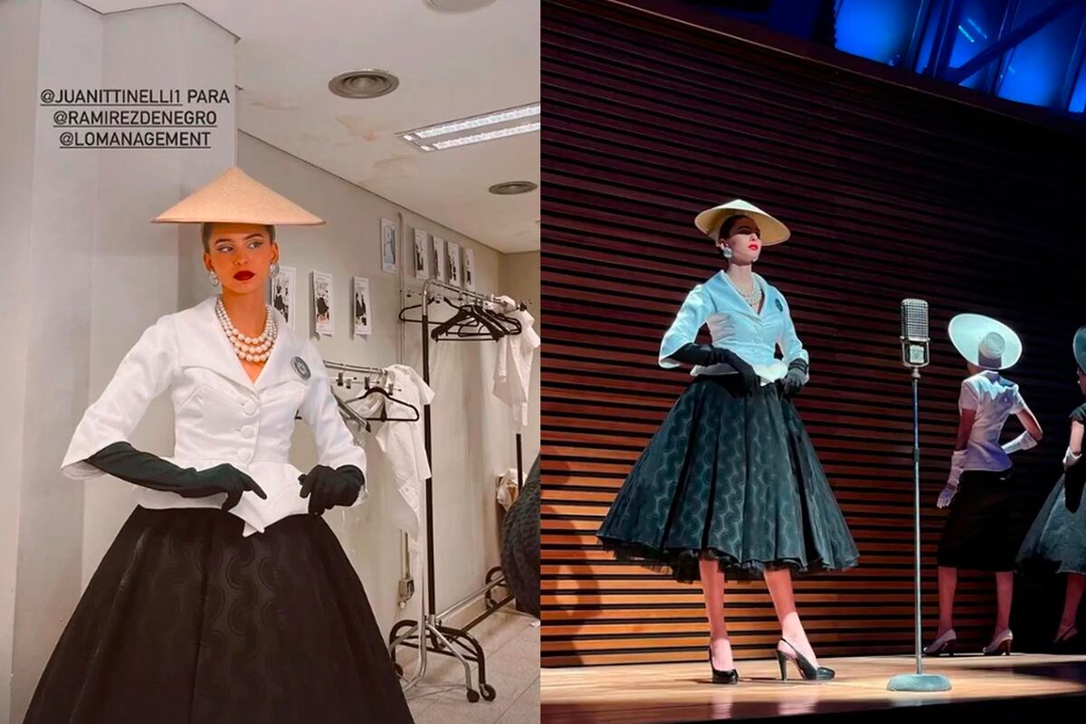 Juanita Tinelli con un vestido como Eva Perón.