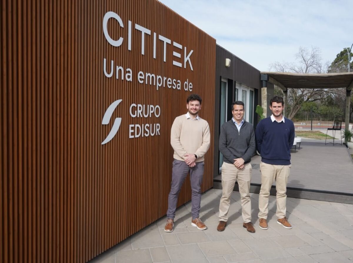Nicolás Bertero, Horacio Parga y Guillermo Ponzio, los directivos de Cititek y Edisur que presentaron esta nueva unidad de negocios. (Gentileza Grupo Edisur)