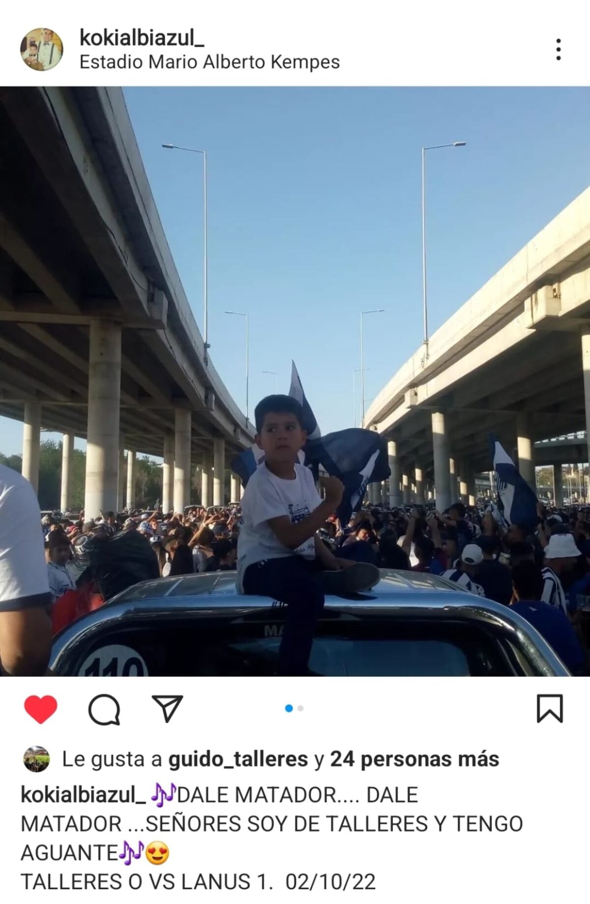 "Koki", el niño que viaja a todos lados a ver a Talleres. Y los posteos de su papá en Instagram.