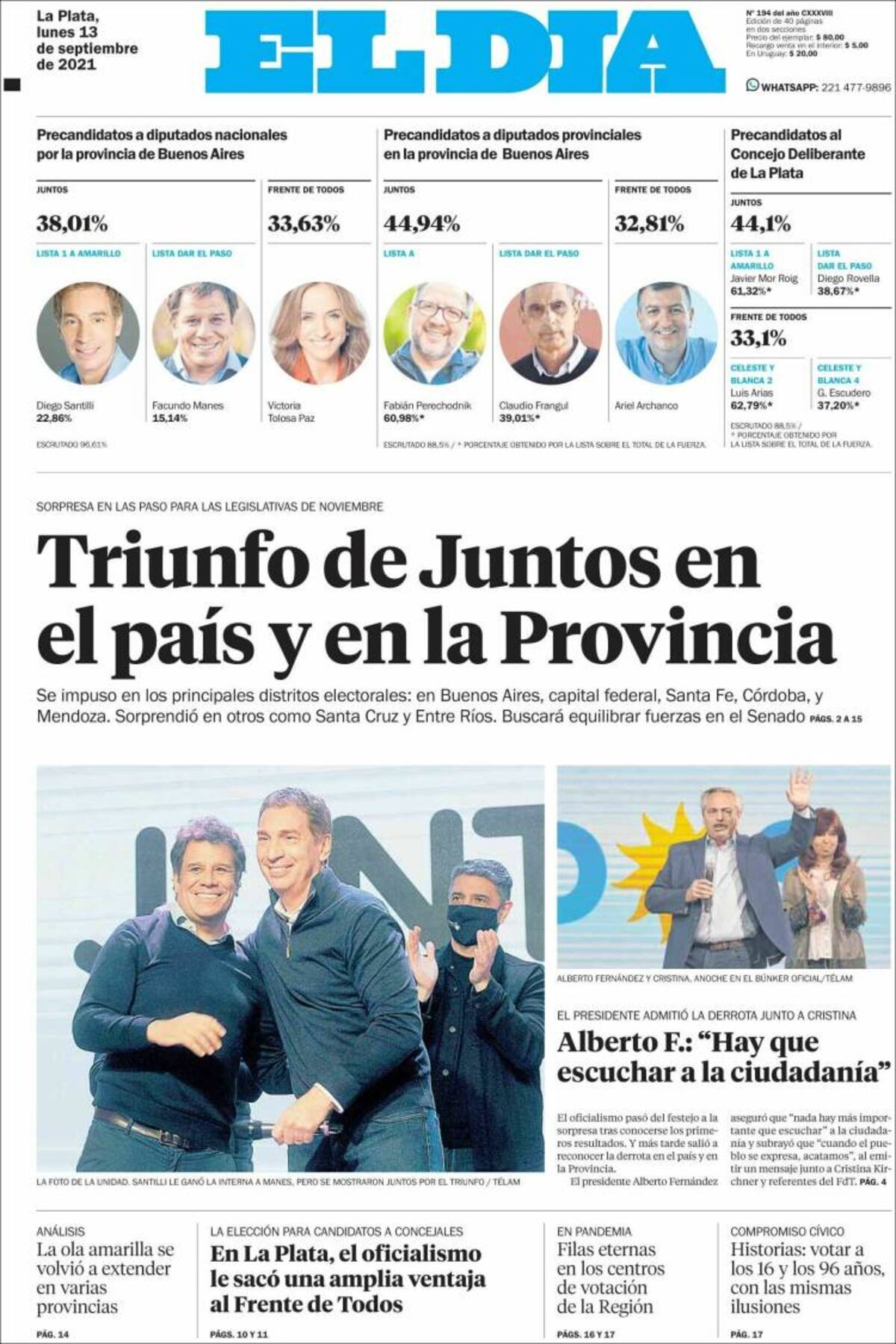 Tapas de los diarios de Argentina.