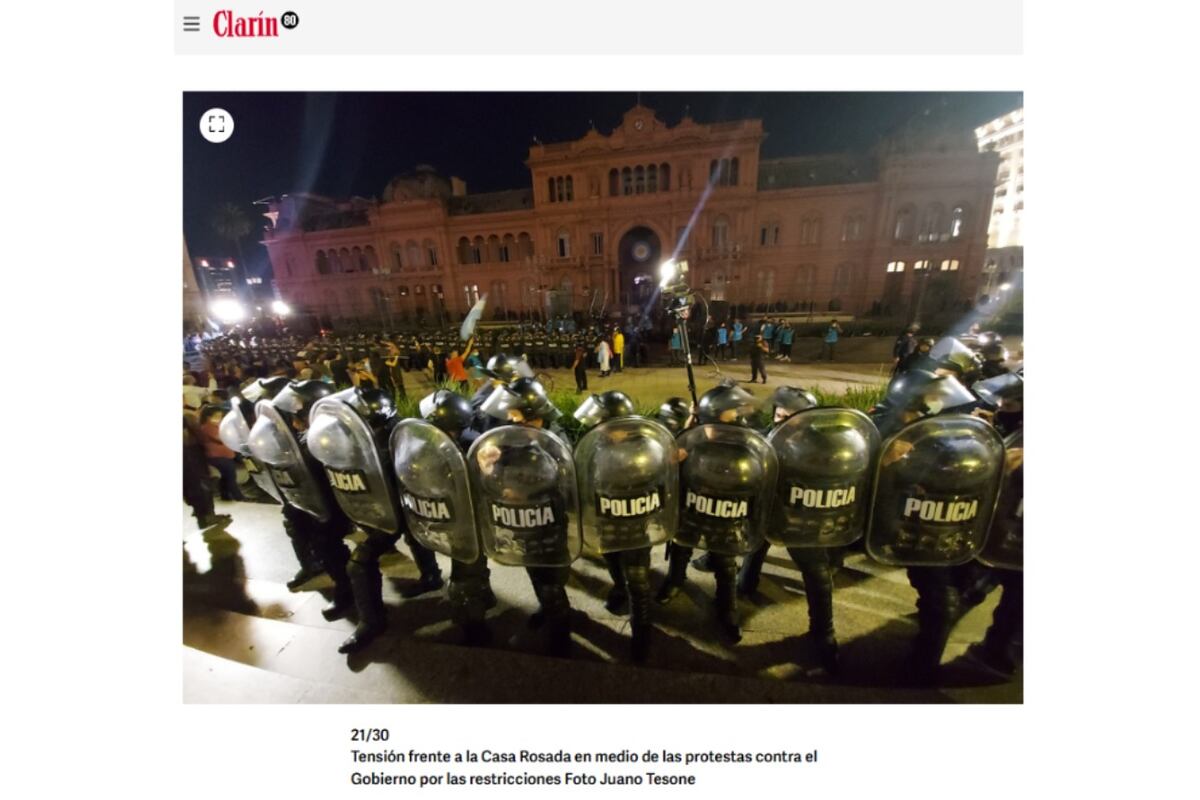 Reverso. Captura de pantalla tomada el 1 de septiembre de 2025 de la nota de Clarín.