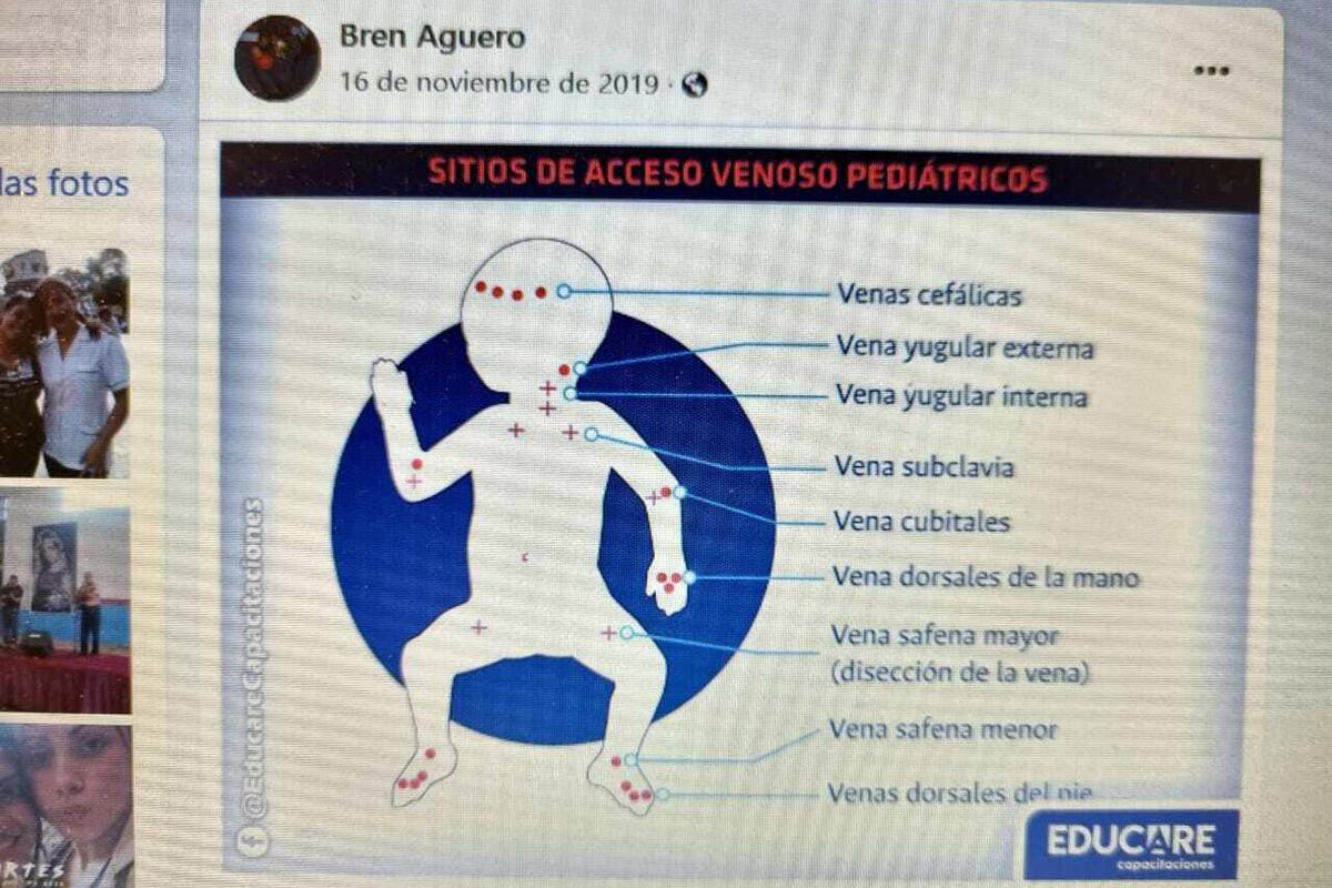 Publicación en redes sociales de Brenda Agüero. Todas sus publicaciones eran sobre enfermería y neonatos. (La Voz)