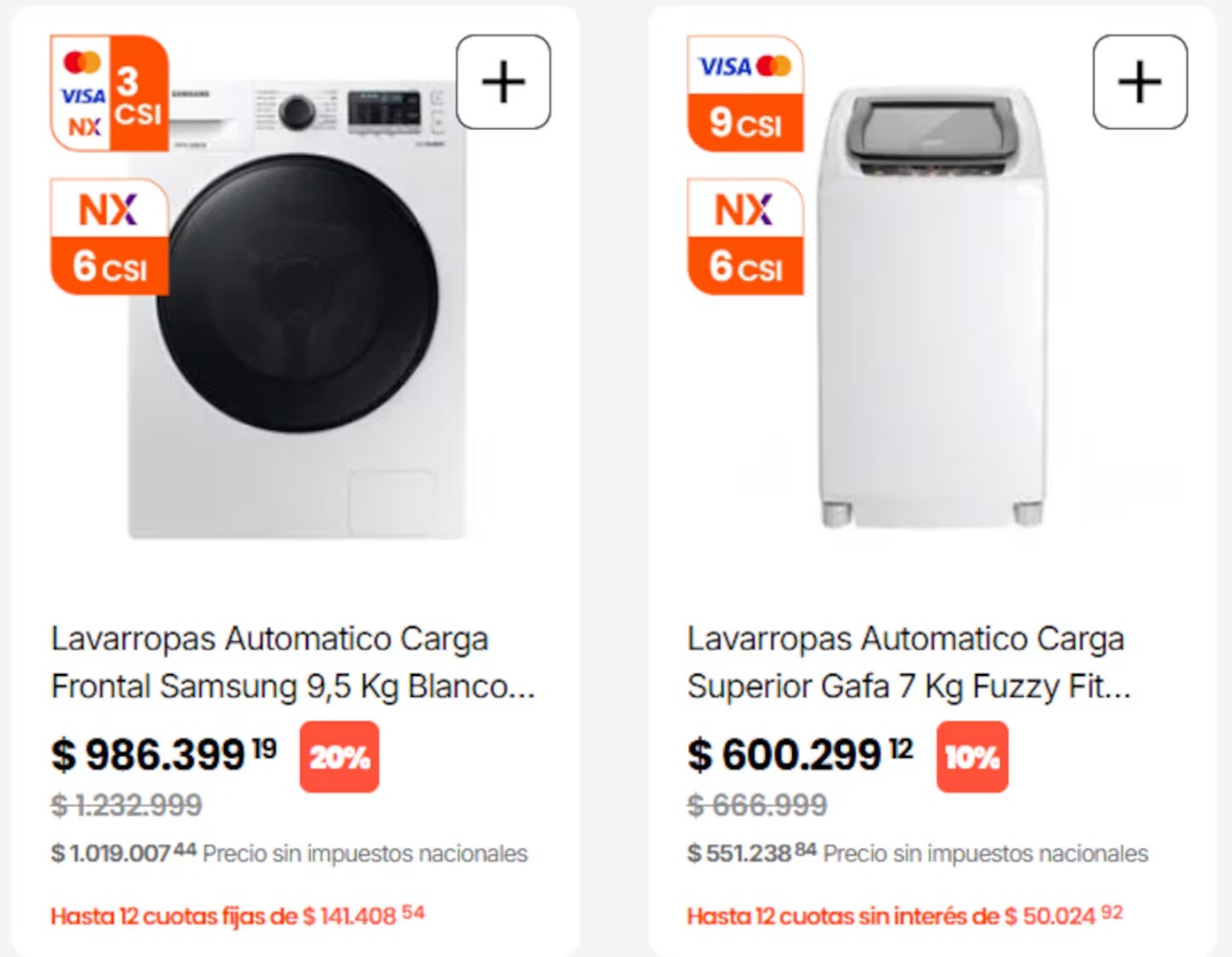 Supermercados argentinos lanzan liquidación masiva de lavarropas con hasta 45% OFF