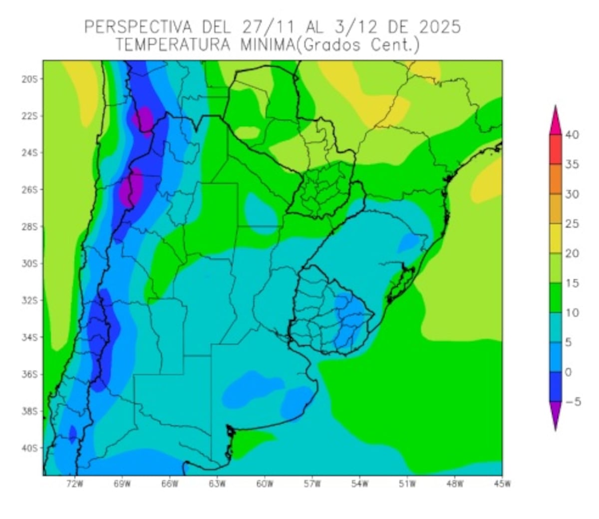 CLIMA. Temperaturas mínimas. (Gentileza Bolsa de Cereales)