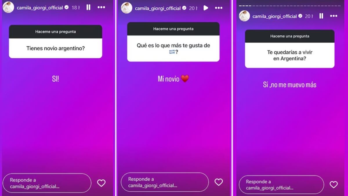 Las historias donde Camila Giorgi habla de su novio argentino, el legislador libertario Ramiro Marra