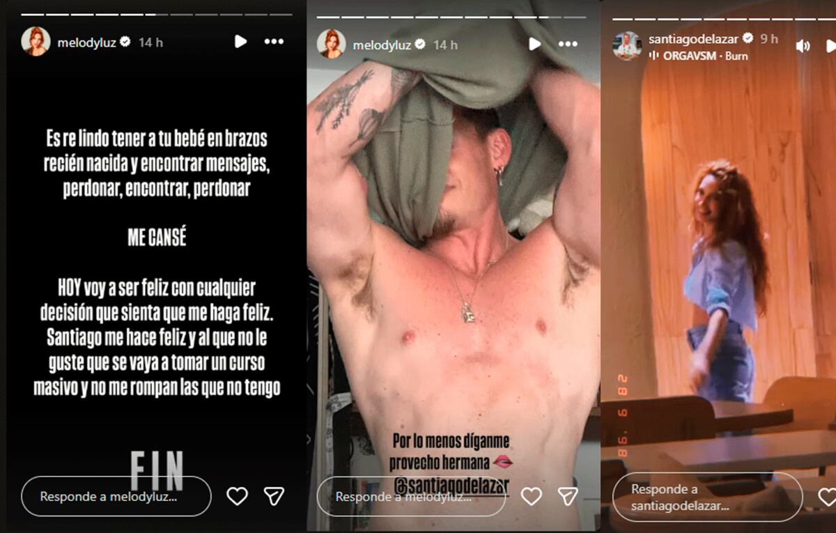 Los mensajes de Melody Luz y su novio. Foto: captura pantalla Instagram.