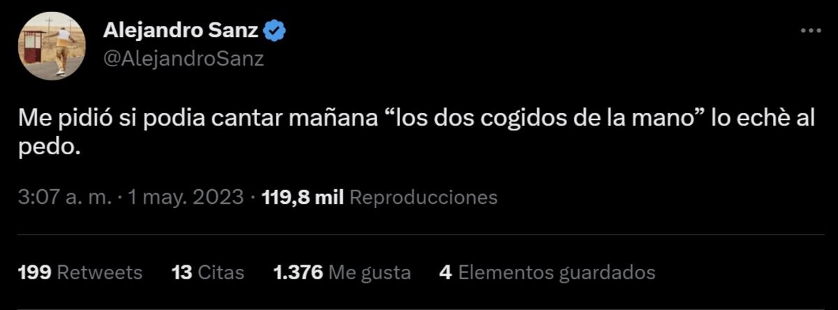 Alejandro Sanz en Twitter (Captura de pantalla)