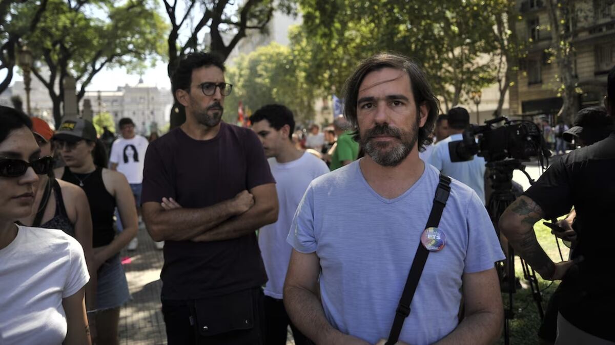 Dirigentes en la marcha contra Milei. Nicolás del Caño. (Infobae)