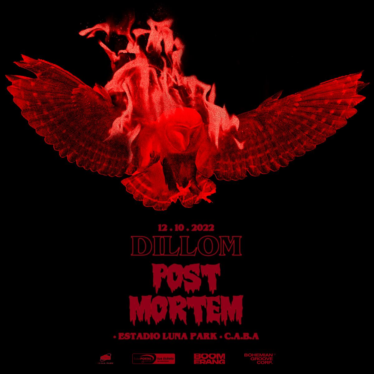 El afiche oficial del show de Dillom en el Luna.